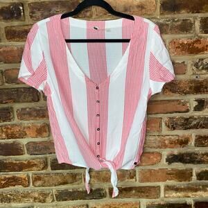 Roxy Red and White Striped Blouse